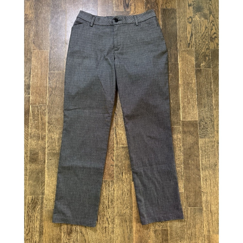 Lee Dress Pants Size 12 Medium Black Gray Relaxed Fit Straight Leg Mid Rise